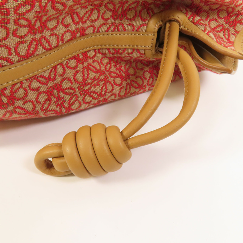 LOEWE 帆布/牛皮皮革Flamenco Clutch金扣手挽肩背兩用袋-5