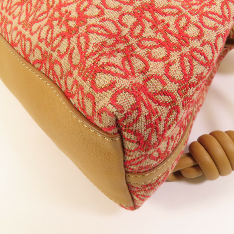 LOEWE 帆布/牛皮皮革Flamenco Clutch金扣手挽肩背兩用袋-10