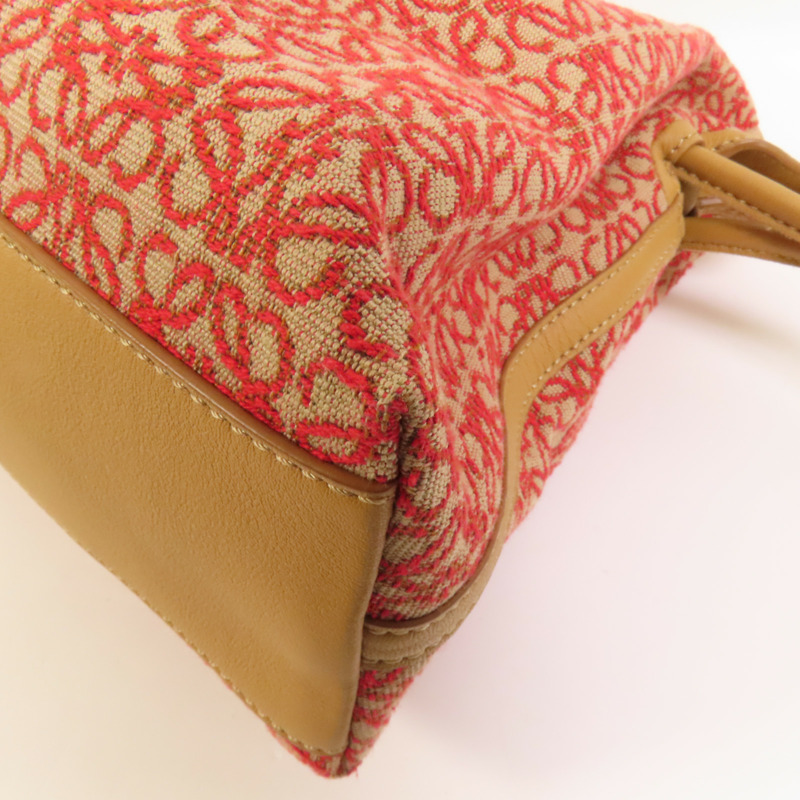 LOEWE 帆布/牛皮皮革Flamenco Clutch金扣手挽肩背兩用袋-11