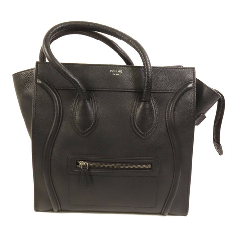 CELINE 牛皮皮革Mini Luggage銀扣手挽袋