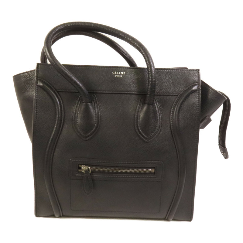 CELINE 牛皮皮革Mini Luggage銀扣手挽袋-0