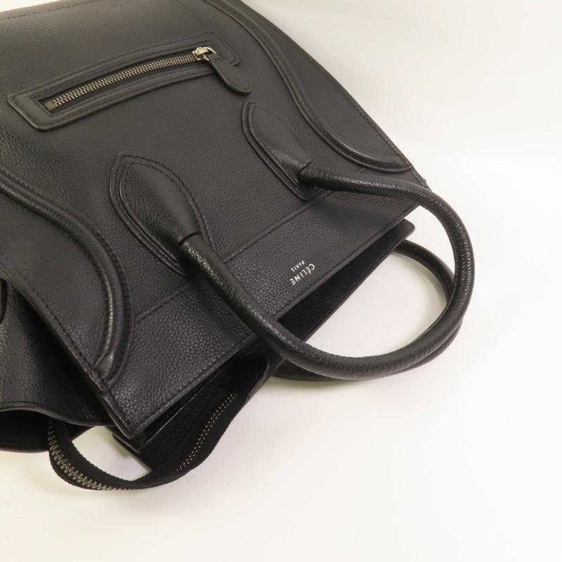 CELINE 牛皮皮革Mini Luggage銀扣手挽袋-4