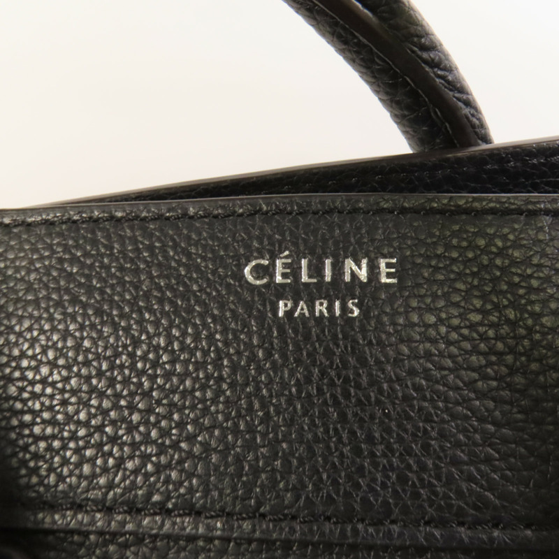 CELINE 牛皮皮革Mini Luggage銀扣手挽袋-6