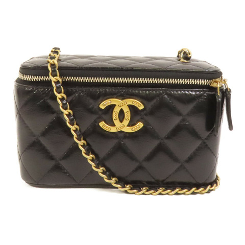 CHANEL 牛皮皮革Vanity Case金扣鏈帶肩背袋