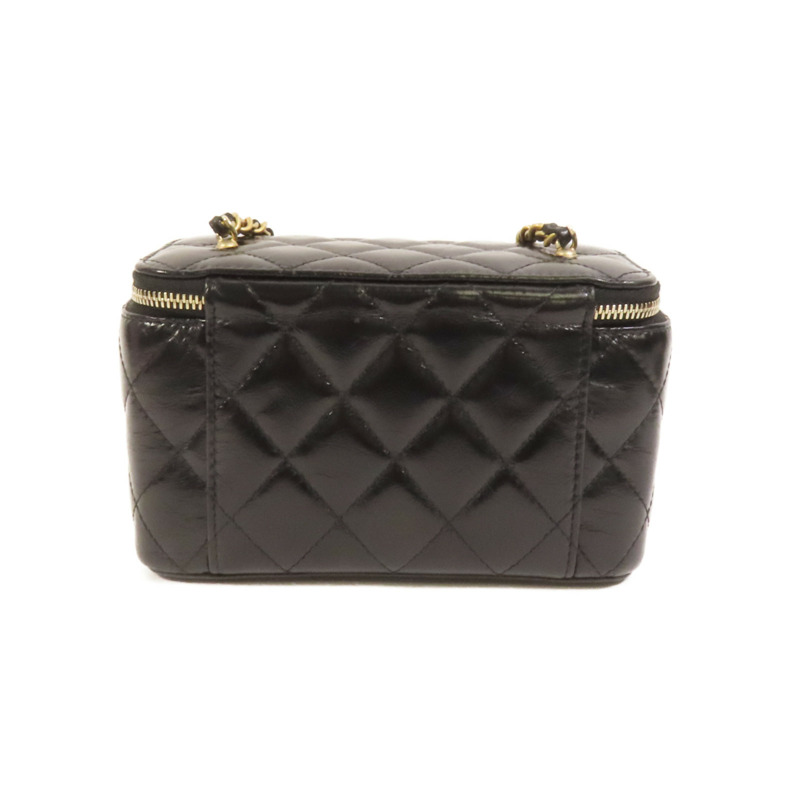 CHANEL 牛皮皮革Vanity Case金扣鏈帶肩背袋-1