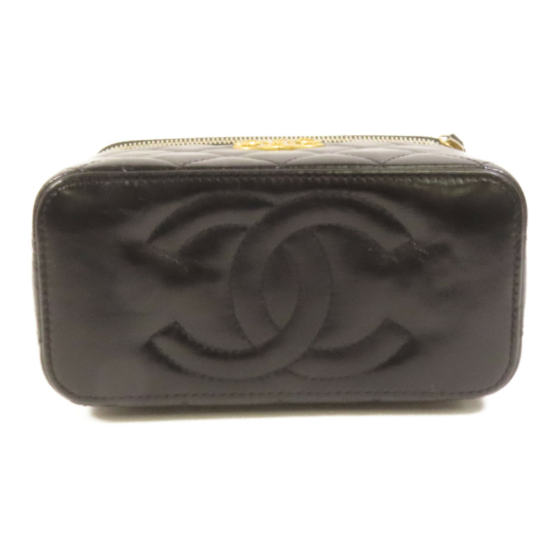 CHANEL 牛皮皮革Vanity Case金扣鏈帶肩背袋-3