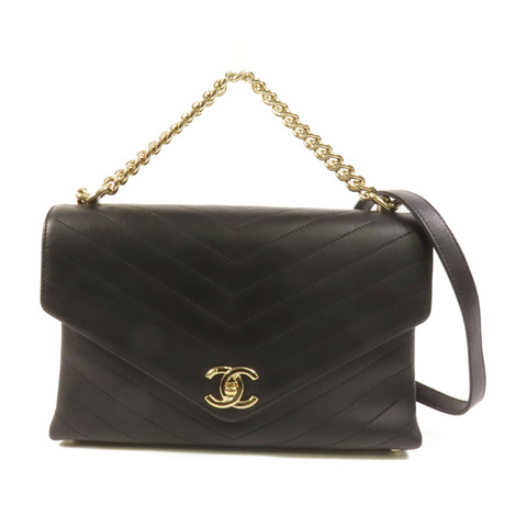 CHANEL 牛皮皮革Chain Shoulder金扣手挽肩背兩用袋