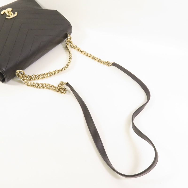CHANEL 牛皮皮革Chain Shoulder金扣手挽肩背兩用袋-4