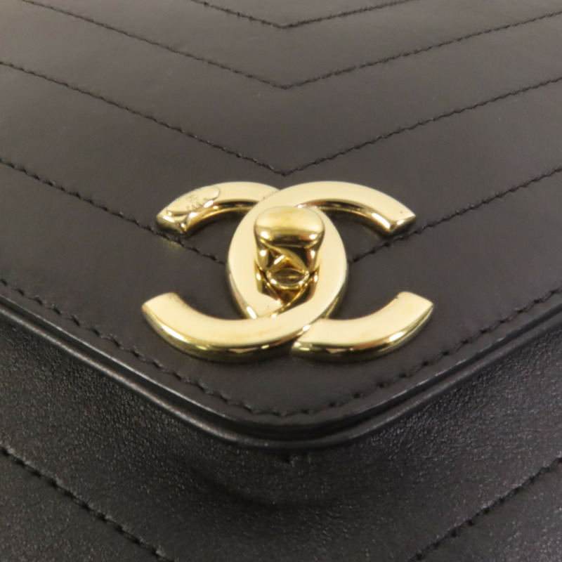 CHANEL 牛皮皮革Chain Shoulder金扣手挽肩背兩用袋-5