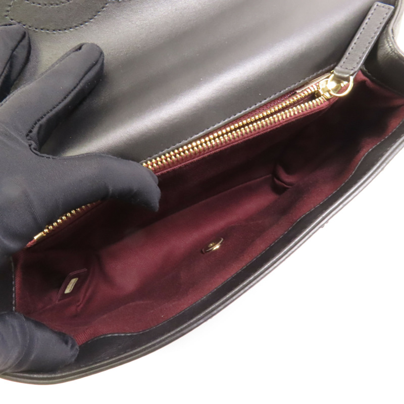 CHANEL 牛皮皮革Chain Shoulder金扣手挽肩背兩用袋-7