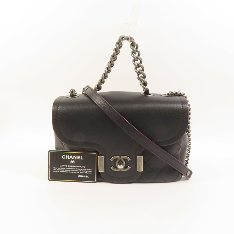 CHANEL 牛皮皮革2 Way Shoulder銀扣手挽肩背兩用袋-11