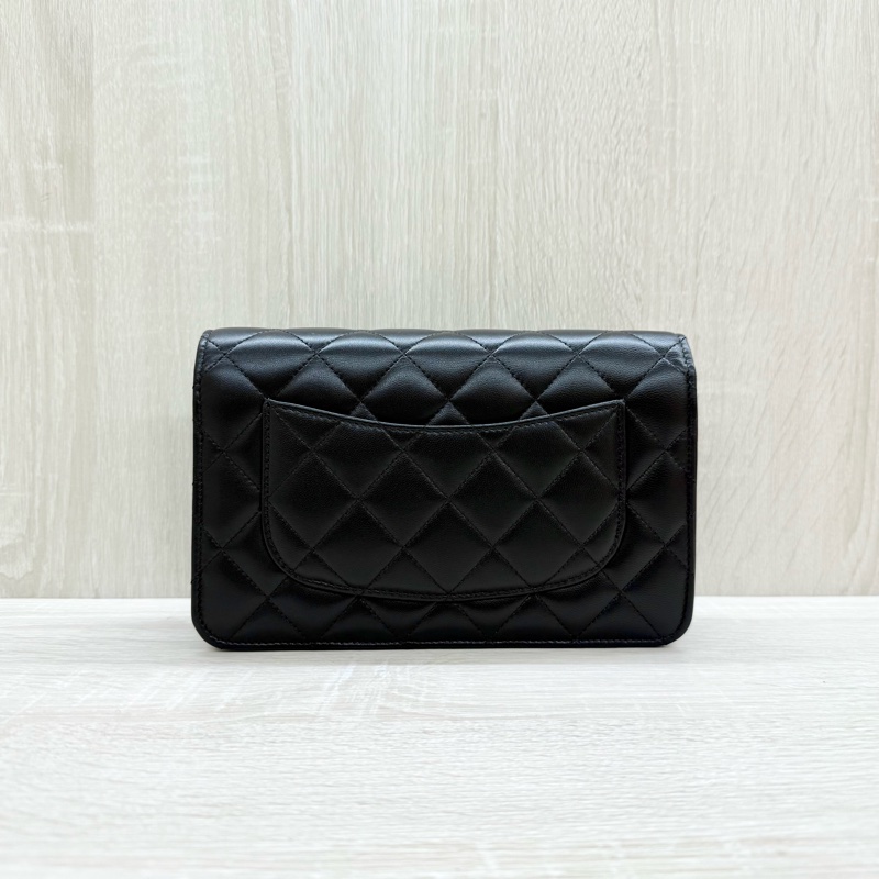 CHANEL黑金羊皮新版轉釦WOC鏈包AP4241-2