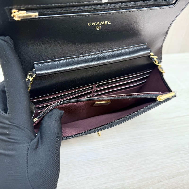 CHANEL黑金羊皮新版轉釦WOC鏈包AP4241-12