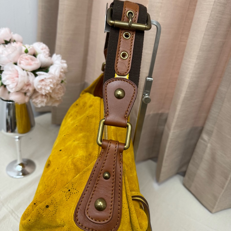 「特價出清」Louis Vuitton麂皮鏤空腋下包 vintage 中古 二手 肩背包 側背包 手提包-13