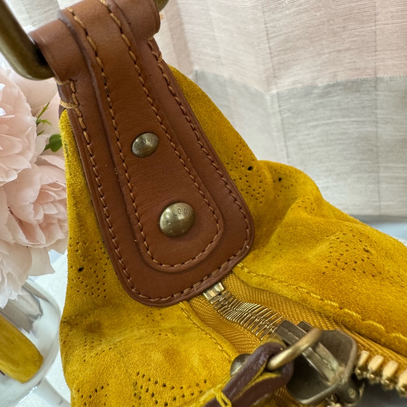 「特價出清」Louis Vuitton麂皮鏤空腋下包 vintage 中古 二手 肩背包 側背包 手提包-25