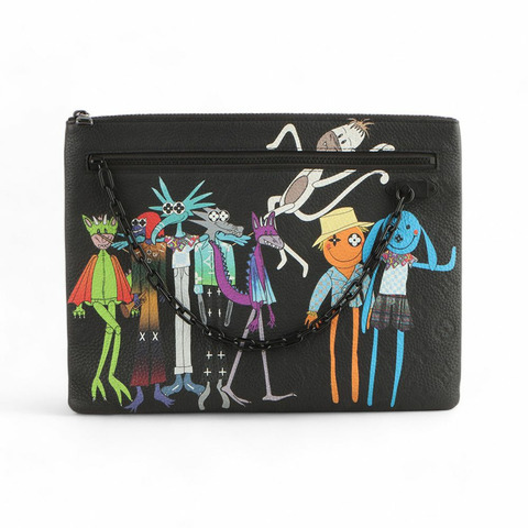 LOUIS VUITTON M80147 Taurillon Virgil Abloh Zoom With Friends 限量版鏈條手拿包/