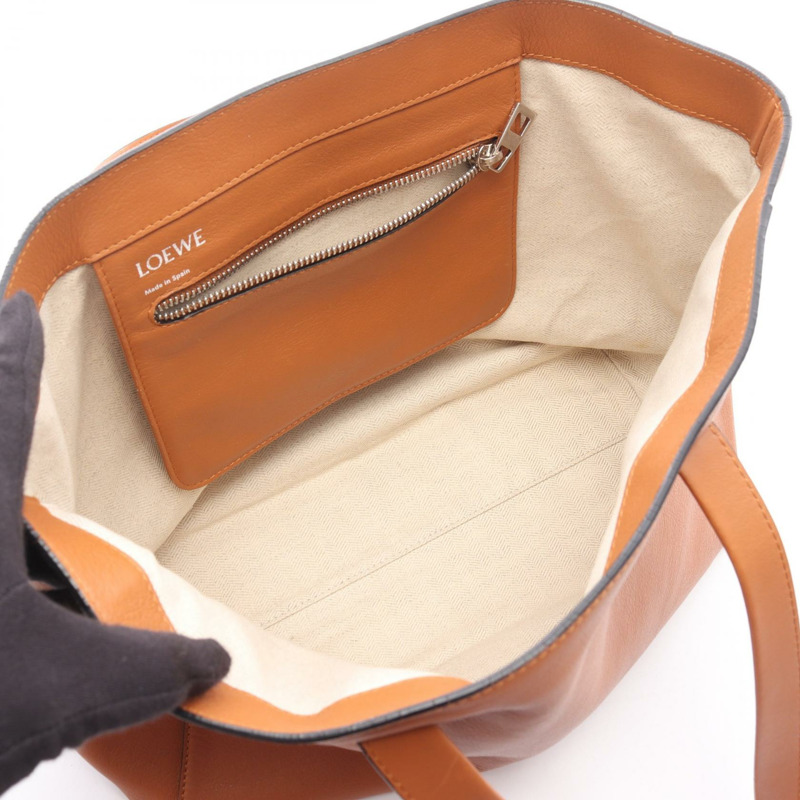 LOEWE EAST WEST SHOPPER SMALL 手提包 308.20.K86 皮革 棕色 二手 女士-2