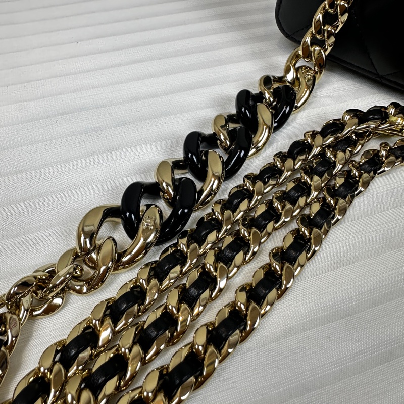 香奈兒/Chanel Vanity Case 黑色羊皮菱格紋長盒子斜背包 17x9.5x8cm-12