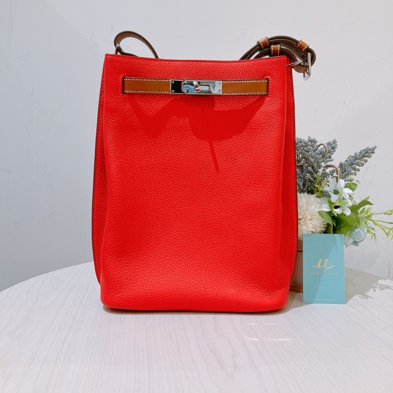 TK1917 HERMES 愛馬仕 凱莉扣帶 單肩 斜挎包 SO KELLY 22CM TOGO ROSE X PHW-0