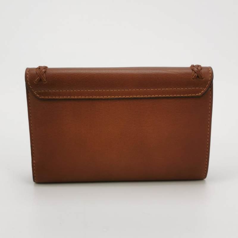 Chloe牛皮純色字母logo編織錢包-3