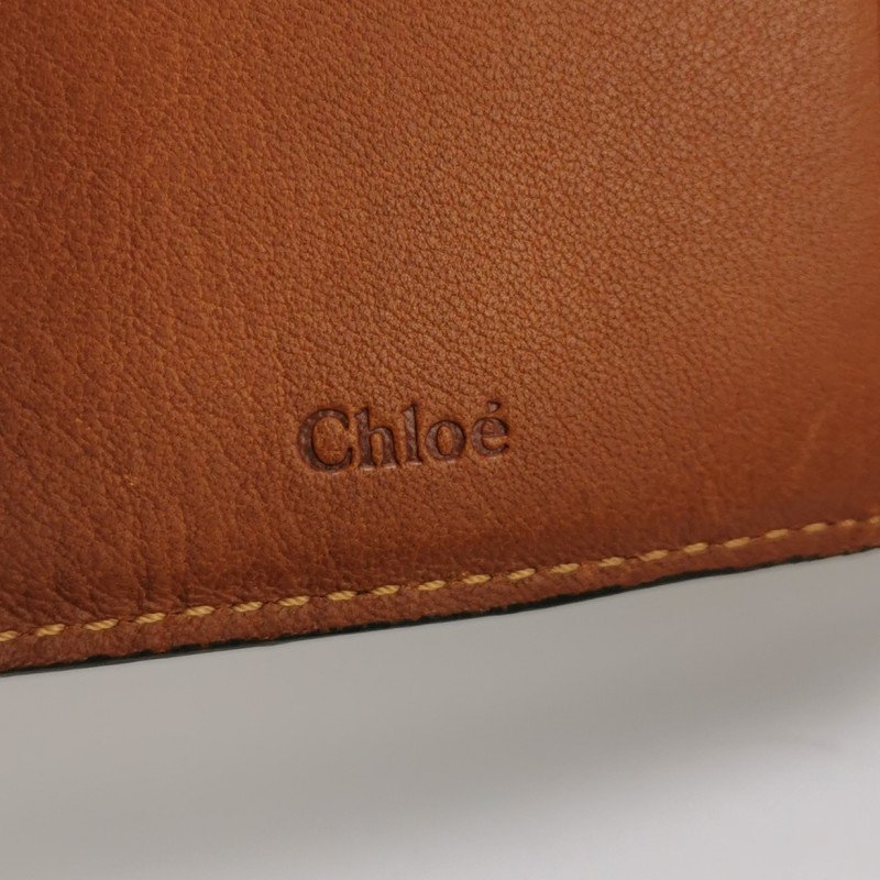Chloe牛皮純色字母logo編織錢包-6