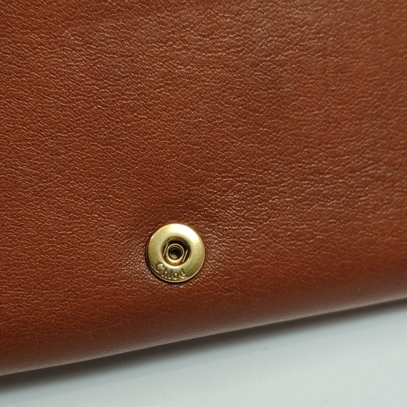 Chloe牛皮純色字母logo編織錢包-12