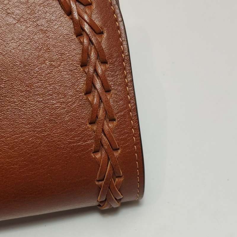 Chloe牛皮純色字母logo編織錢包-15