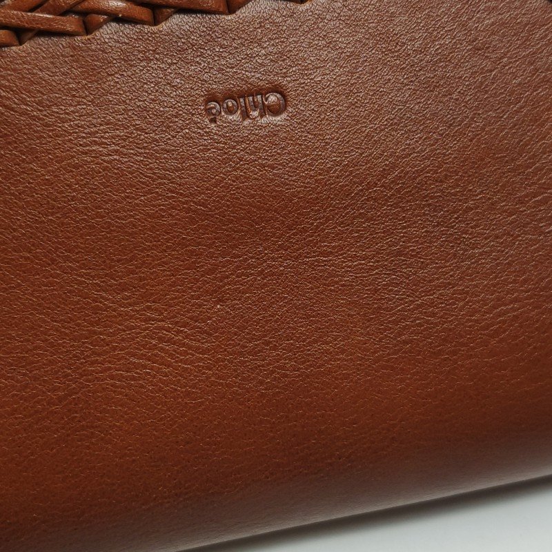 Chloe牛皮純色字母logo編織錢包-17