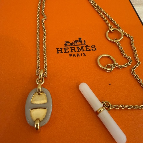 Hermes 奶茶色豬鼻金項鏈