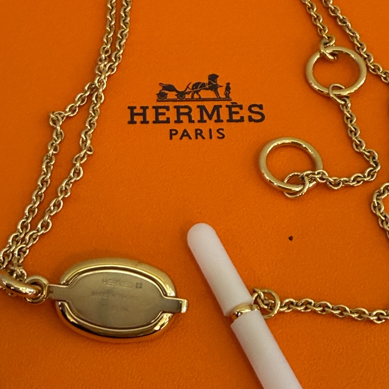 Hermes 奶茶色豬鼻金項鏈-2