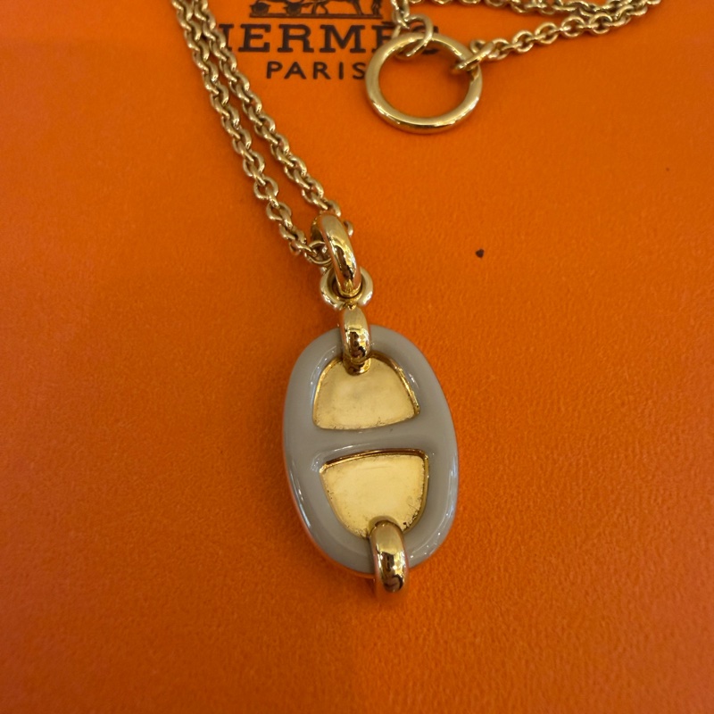 Hermes 奶茶色豬鼻金項鏈-4