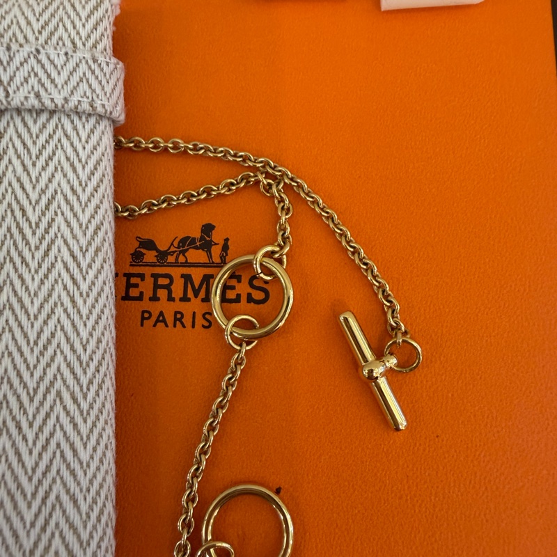 Hermes 奶茶色豬鼻金項鏈-8