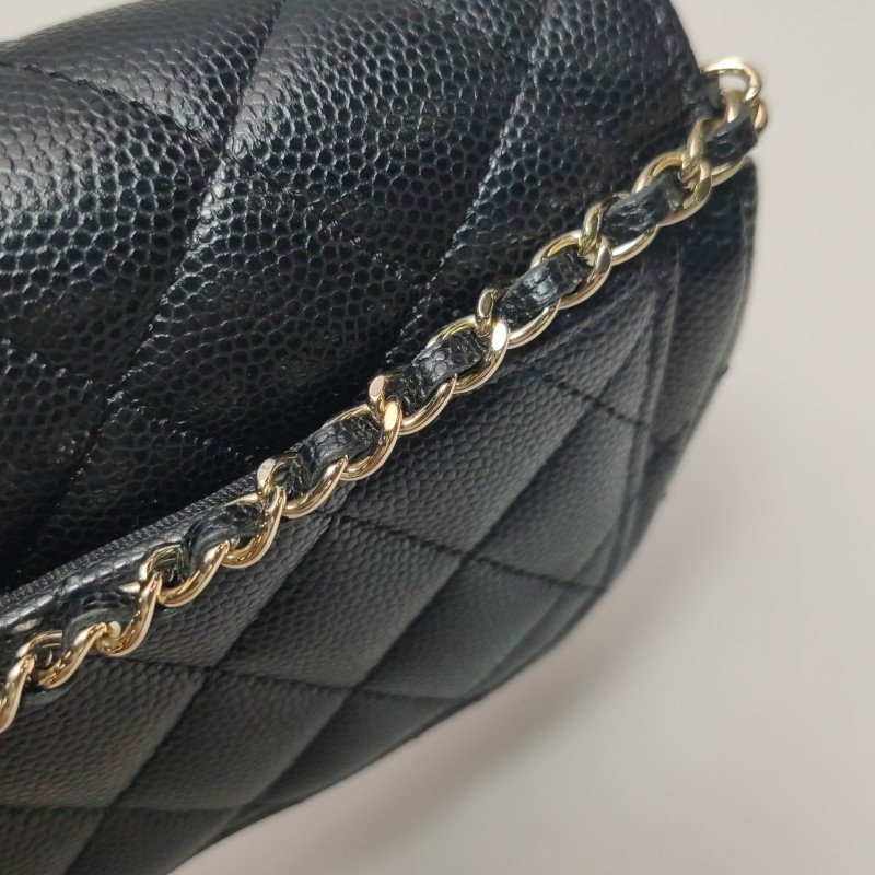 Chanel Flap Bag牛皮純色菱格絎縫雙C標識斜挎包單肩包-9