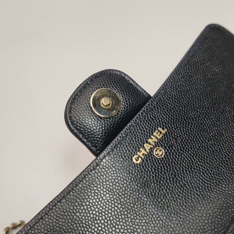 Chanel Flap Bag牛皮純色菱格絎縫雙C標識斜挎包單肩包-10