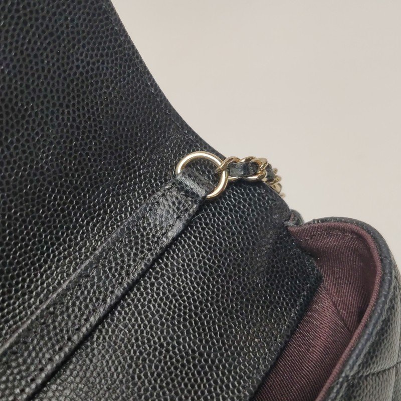 Chanel Flap Bag牛皮純色菱格絎縫雙C標識斜挎包單肩包-11