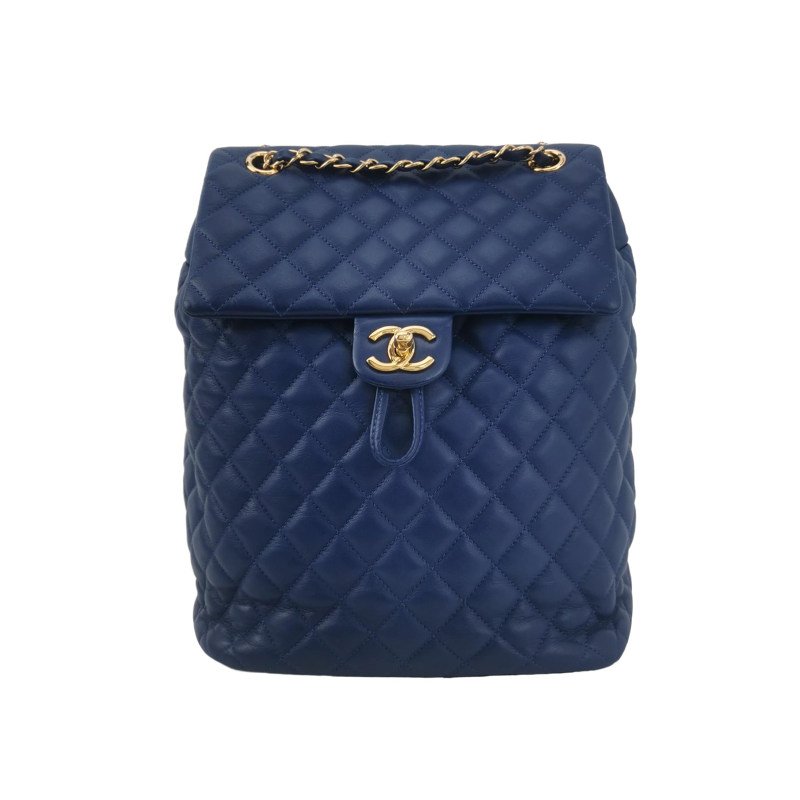 Chanel Urban Spirit牛皮菱格絎縫雙C書包扣雙肩包-0