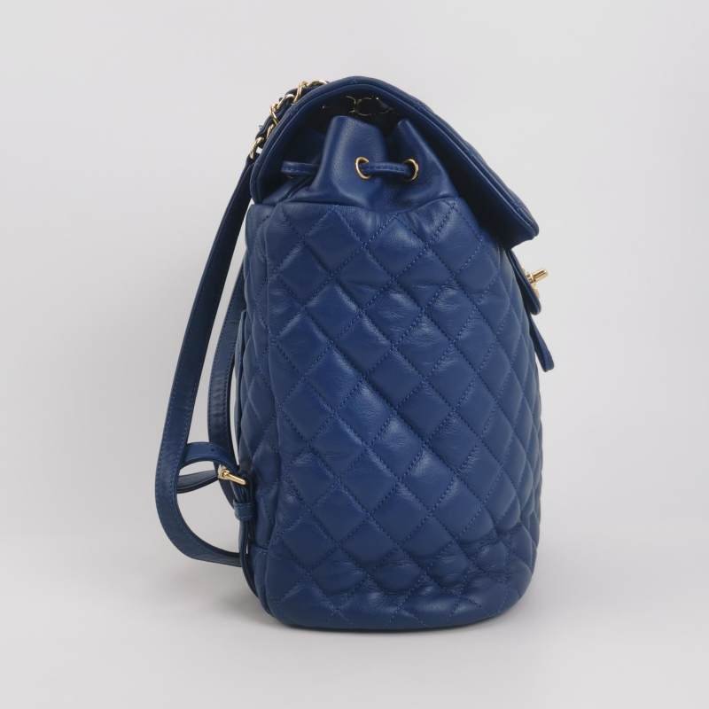 Chanel Urban Spirit牛皮菱格絎縫雙C書包扣雙肩包-3