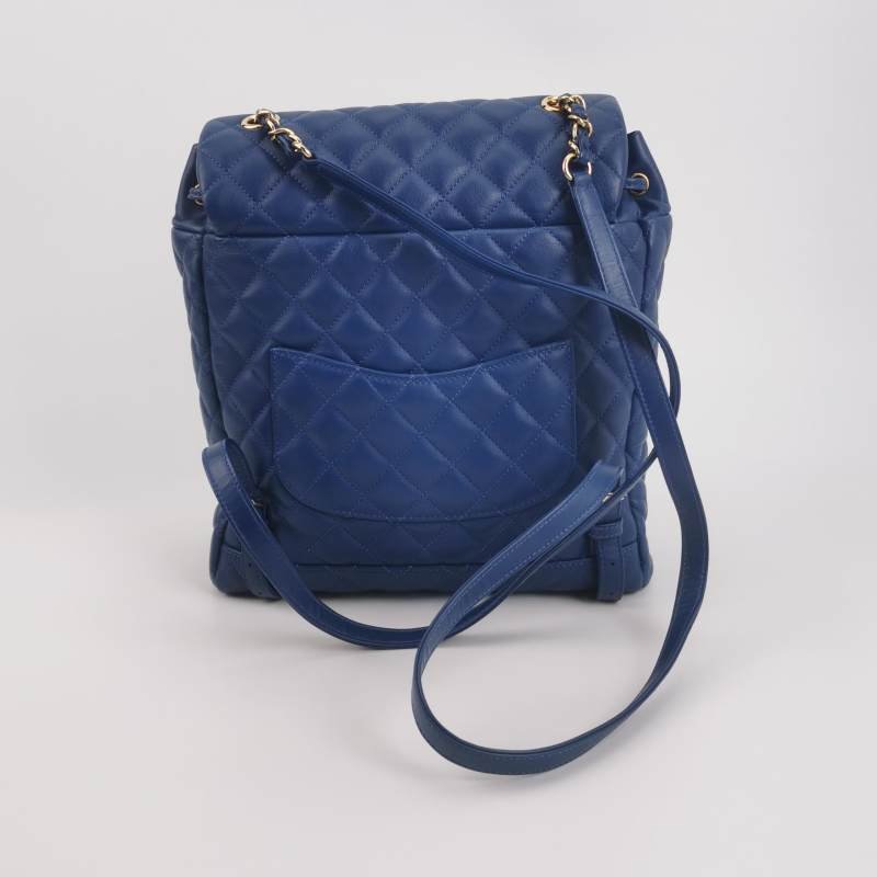 Chanel Urban Spirit牛皮菱格絎縫雙C書包扣雙肩包-4