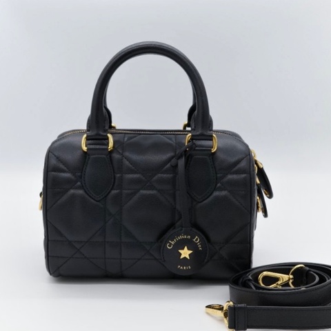 99新✨Dior groove 20 black大藤格紋小牛皮 波士頓包 手提包 肩背包（全配、購證）