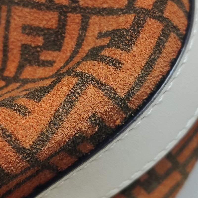 Fendi MonTresor迷你牛皮翻毛皮雙F老花抽繩斜挎包單肩包-12