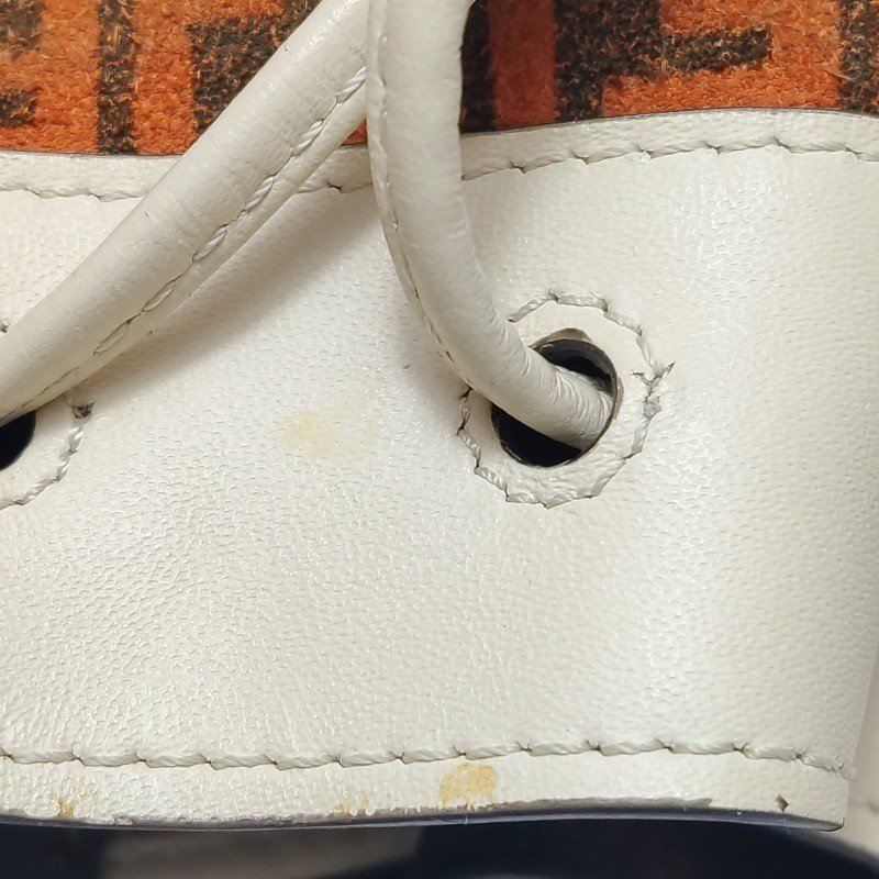 Fendi MonTresor迷你牛皮翻毛皮雙F老花抽繩斜挎包單肩包-14