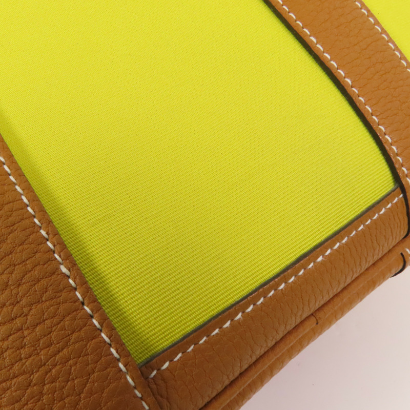 HERMES 帆布Garden Party TPM銀扣手挽袋Lime-13