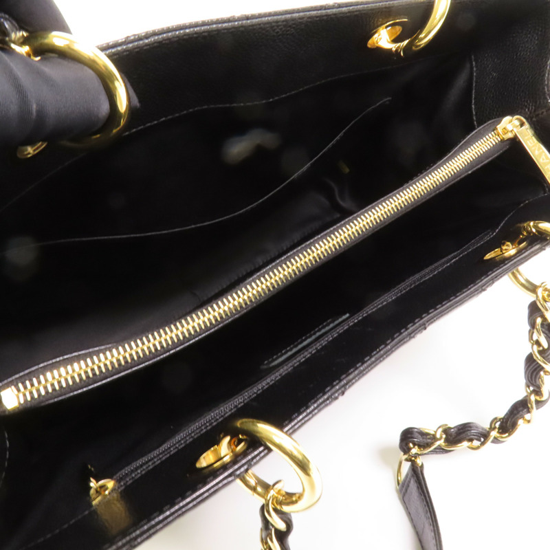 CHANEL 牛皮皮革GST Grand Shopping Tote Bag金扣鏈帶肩背袋-6