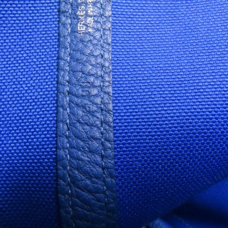 HERMES 帆布Garden Party TPM銀扣手挽袋Blue France-8