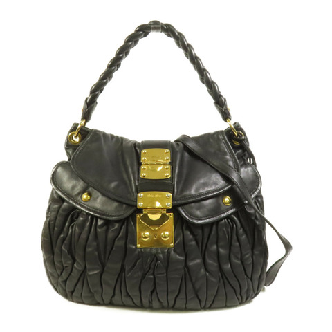 Miu Miu 羊皮皮革2 Way Shoulder金扣手挽肩背兩用袋
