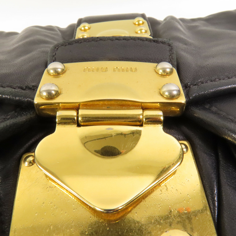 Miu Miu 羊皮皮革2 Way Shoulder金扣手挽肩背兩用袋-7