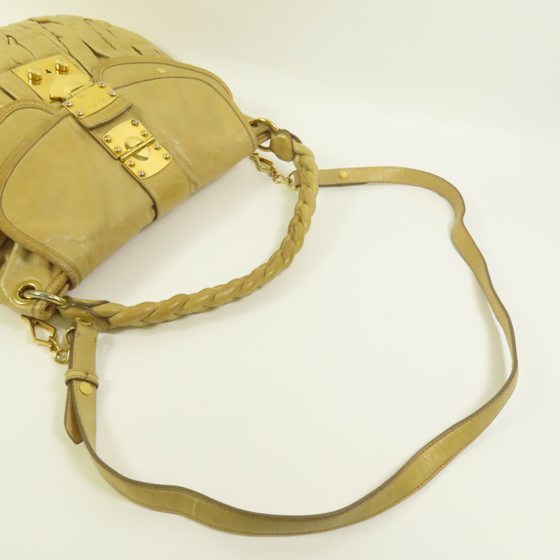 Miu Miu 牛皮皮革2 Way Shoulder金扣手挽肩背兩用袋-4