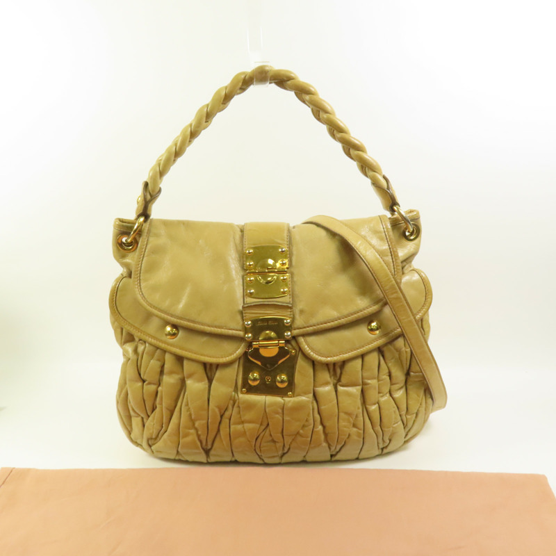 Miu Miu 牛皮皮革2 Way Shoulder金扣手挽肩背兩用袋-11