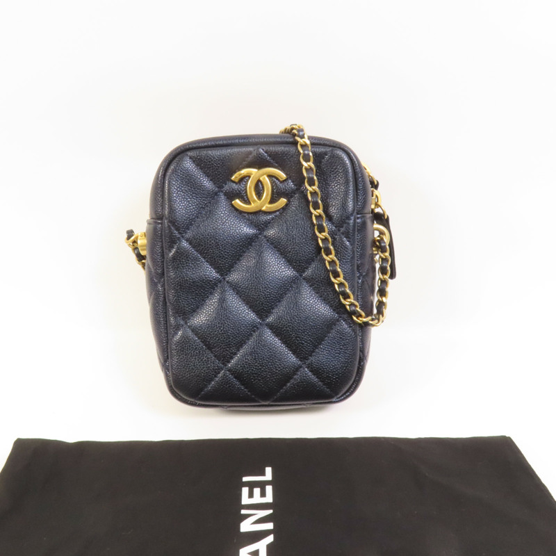 CHANEL 牛皮皮革Camera Bag金扣鏈帶肩背袋-11