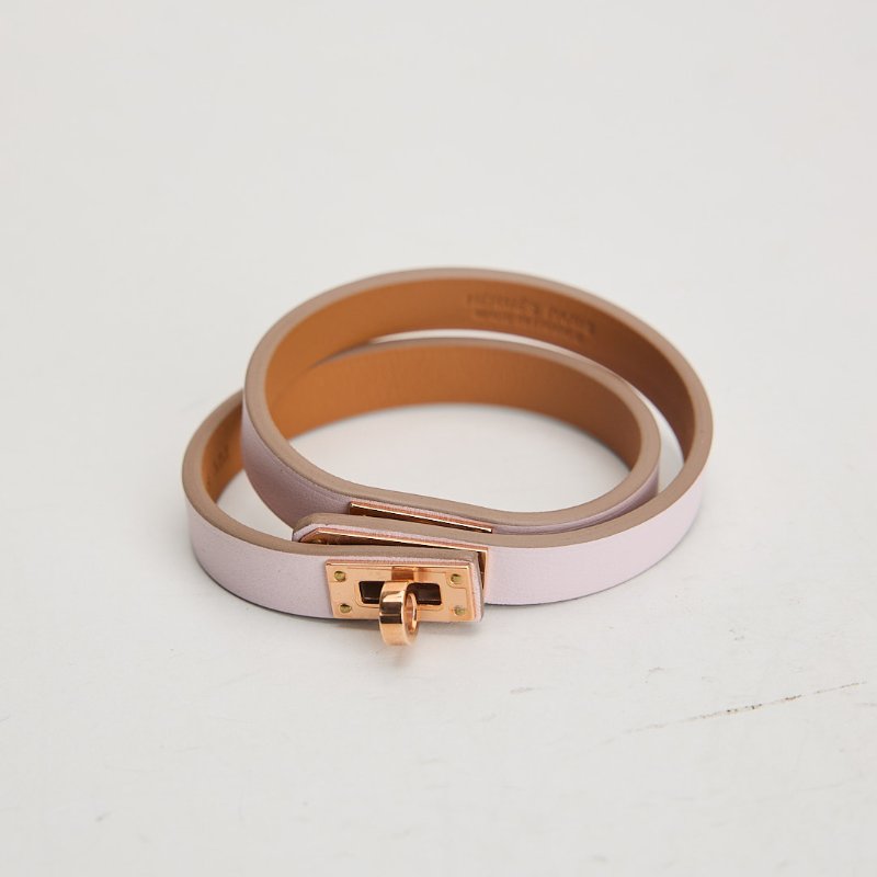 Hermès Double Kelly 雙圈手環/淡紫色-4
